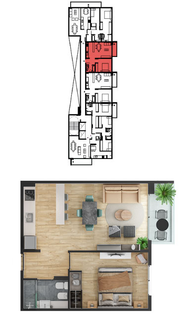 piso 1 al 8 - 2 amb mobile b